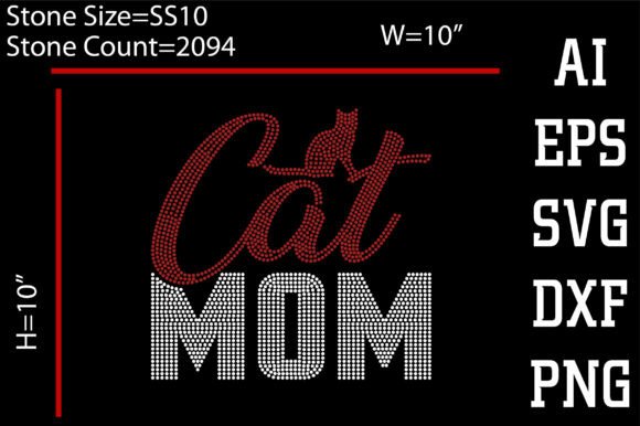Cat Mom Rhinestone Graphics for T-Shirt Designs