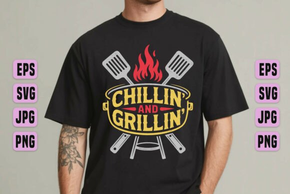 Chillin’ Grillin’ BBQ Design Graphics for T-Shirt Designs