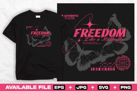 Freedom Butterfly Graphics for T-Shirt Designs