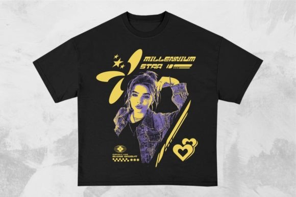 Millennium Star Y2K Graphics for T-Shirt Designs