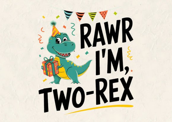 Rawr I'm Two Dinosaur T-Shirt Design Graphics